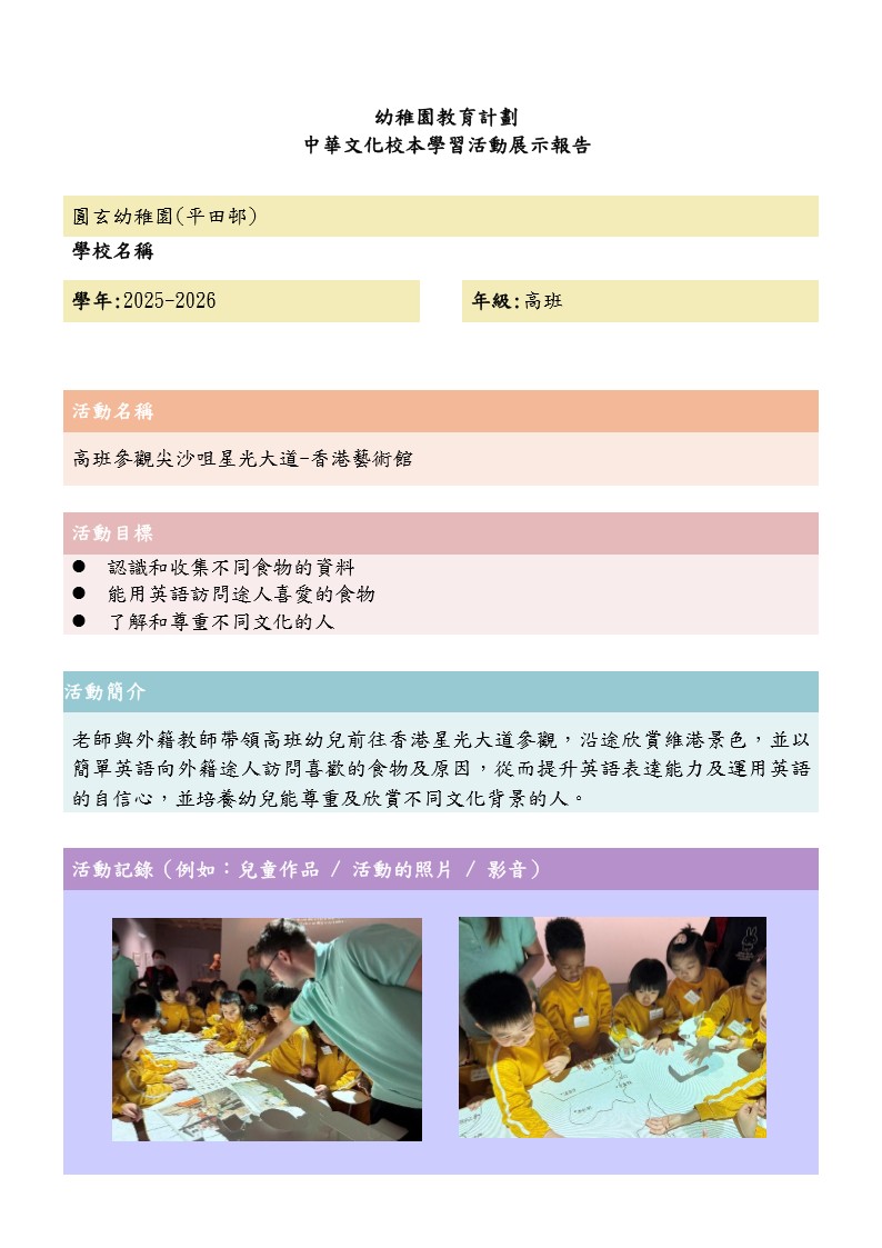 中華文化校本學習活動(高班參觀星光大道) _1